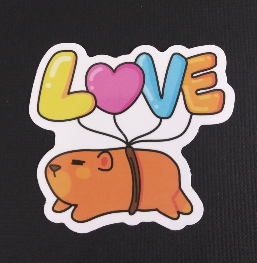 Hamster With Love Balloons Fun Novelty Sticker 1.78″ x 2.18″ (C)