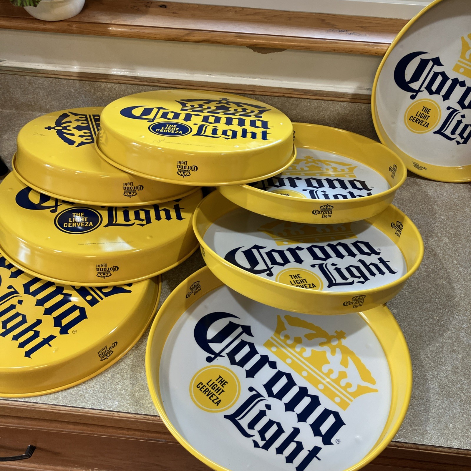 13” Corona Light Yellow Round Serving Tray “The Light Cerveza” Breweriana
