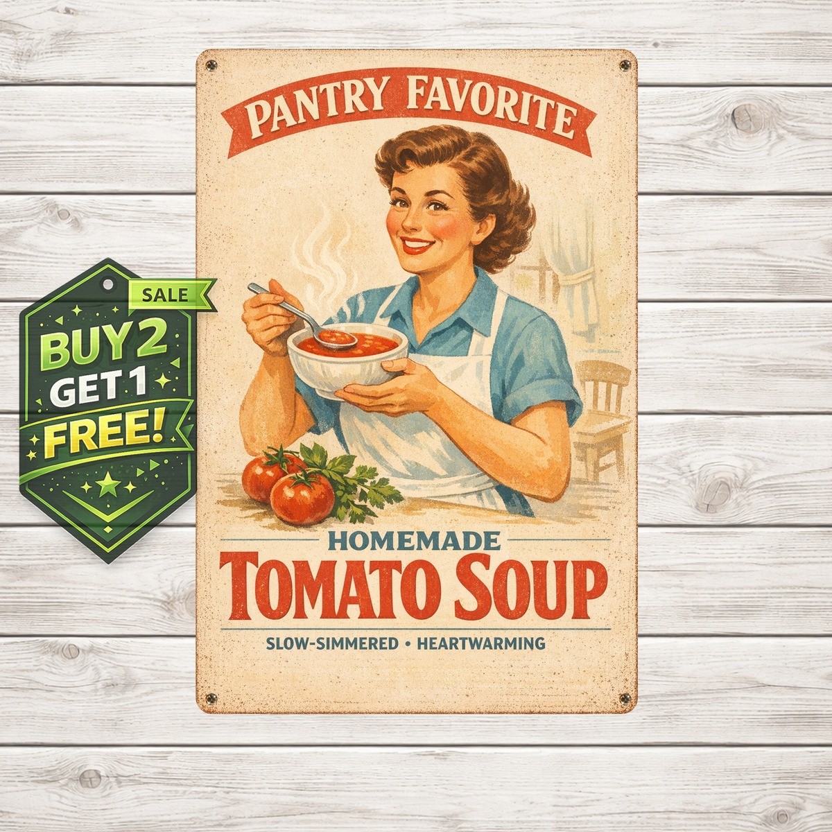 Tomato Soup Metal Advertising Wall Sign Retro Art Kitchen Decor 8×12