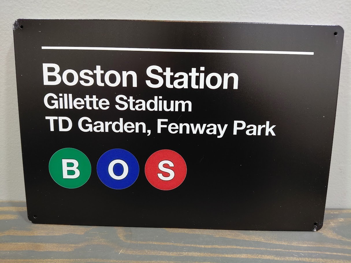 Boston Station Fenway Park Gilette Stadium 12 x 8 inch Metal Sign