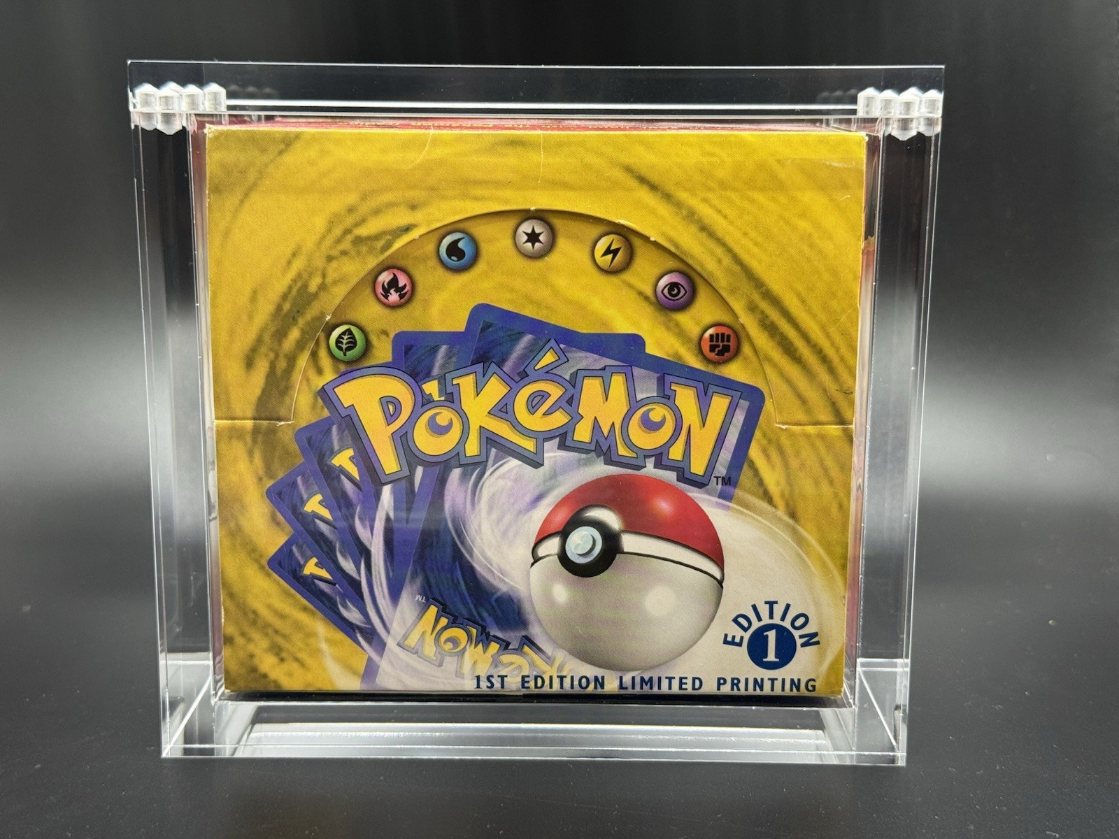 1st Edition Base Set Booster Box 1999 WOTC – EMPTY – Inc Acrylic – Pokemon TCG