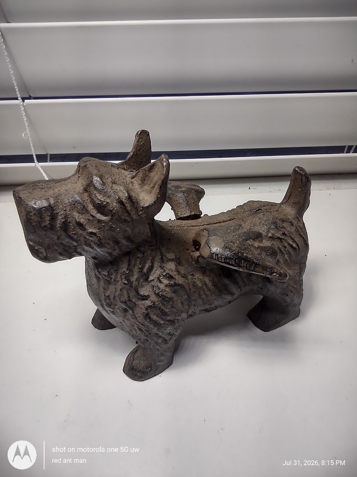 Vintage Cast Iron Scottie Dog With Wings Rare 4″ x 3.5″
