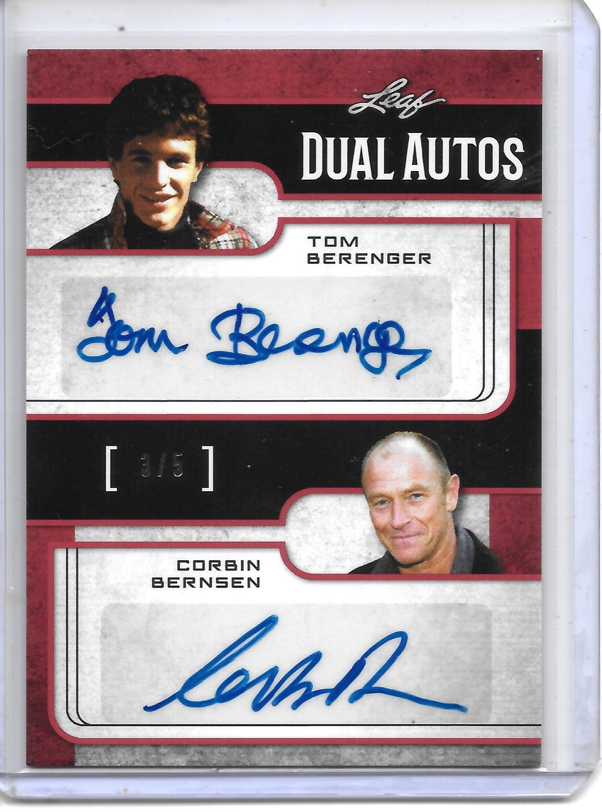 2017 Leaf Pop Century TOM BERENGER CORBIN BERNSEN RED AUTO #3/5 MAJOR LEAGUE!