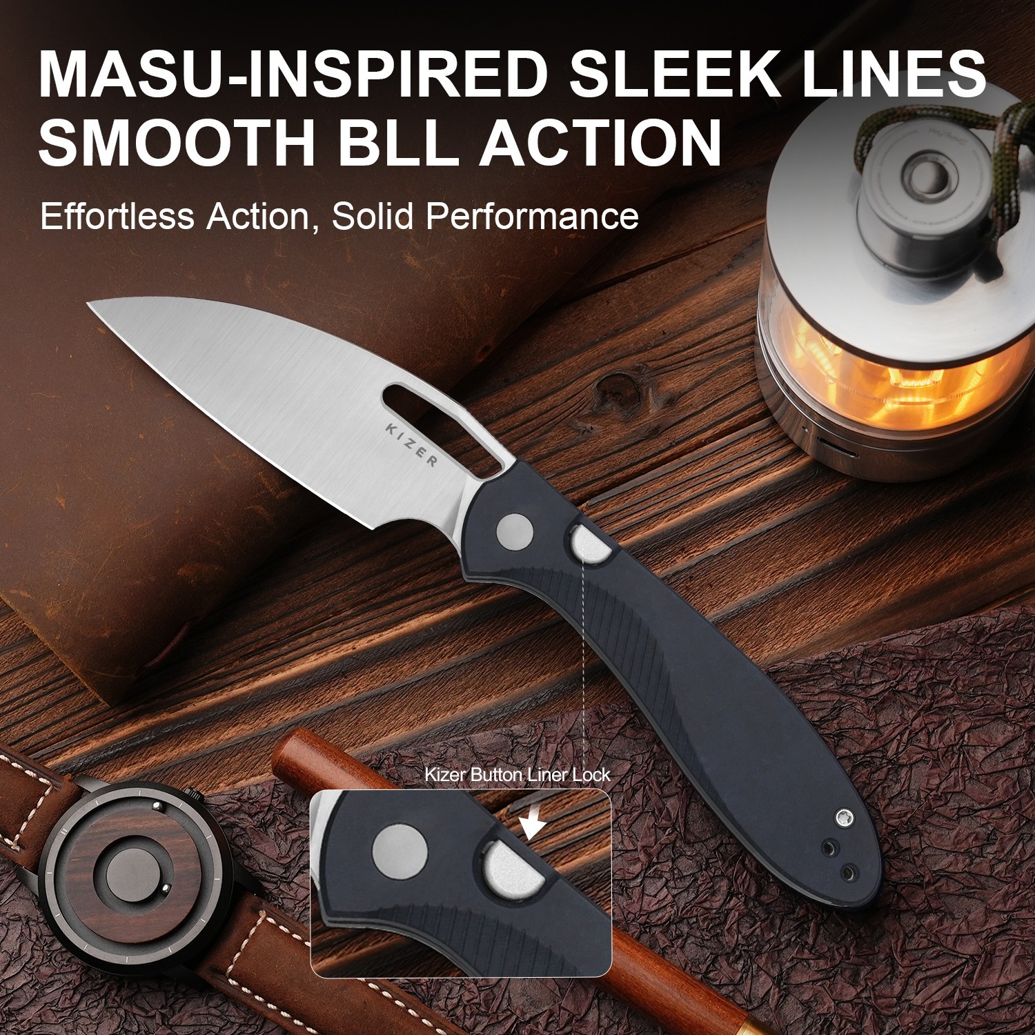 Kizer Masu EDC Folding Pocket Knife 14C28N Blade Richlite Handle V3697A1