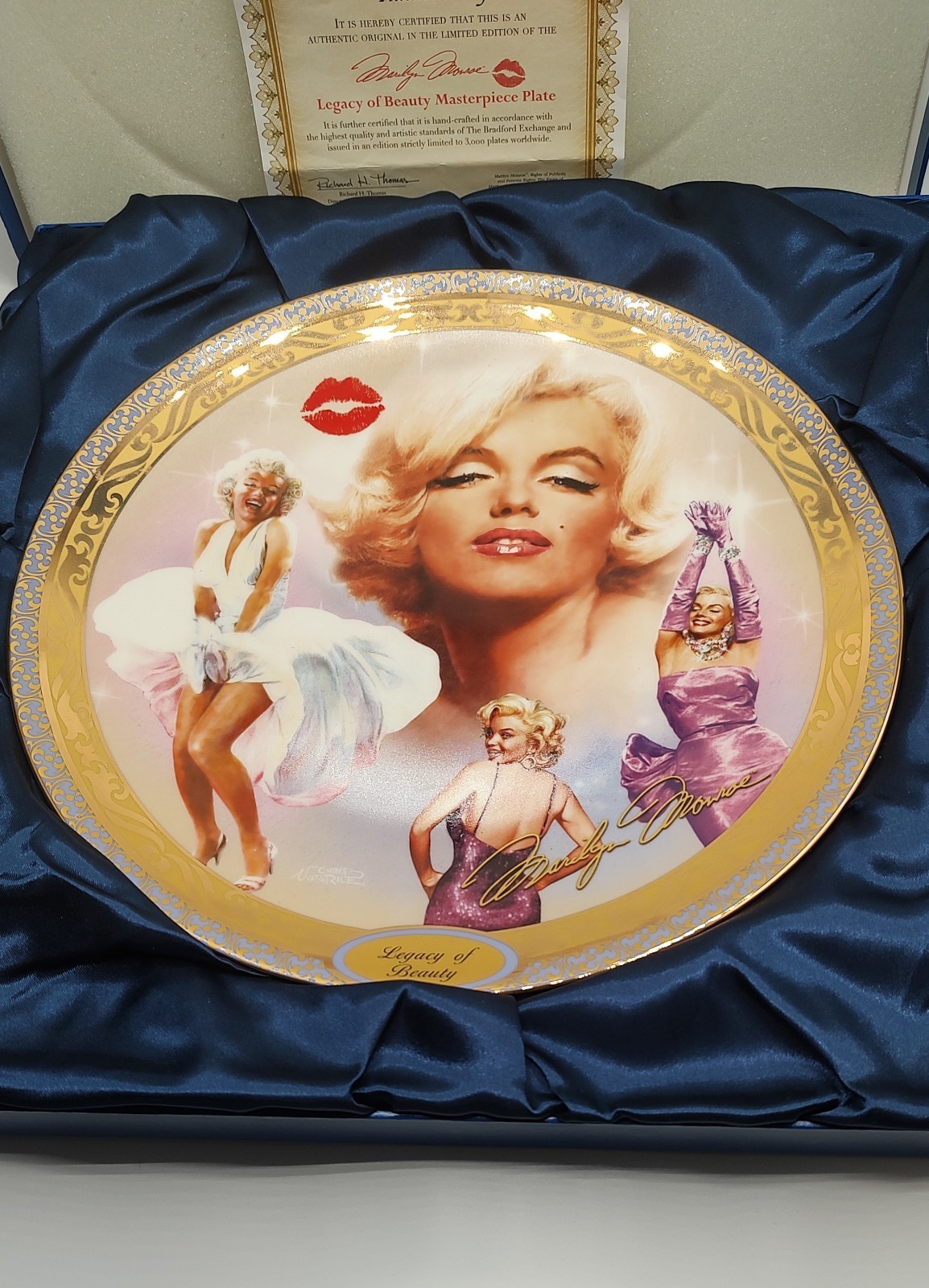 Marilyn Monroe Bradford Exchange 12” Masterpiece Plate Legacy Of Beauty COA Box