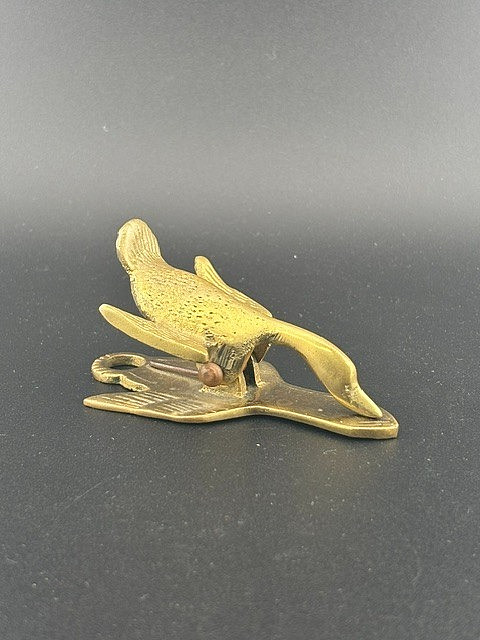 Vintage Solid Brass Goose Duck Paper Clip Memo Letter Holder Wall Hanging Desk