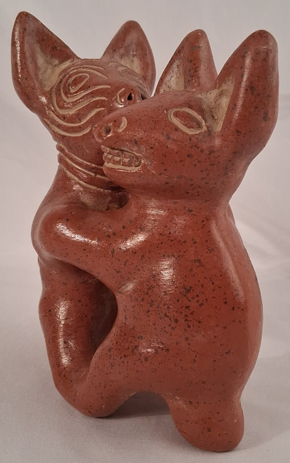 Colima Dancing Dogs Mexican Pottery Folk Art 6″ Vintage Terracotta