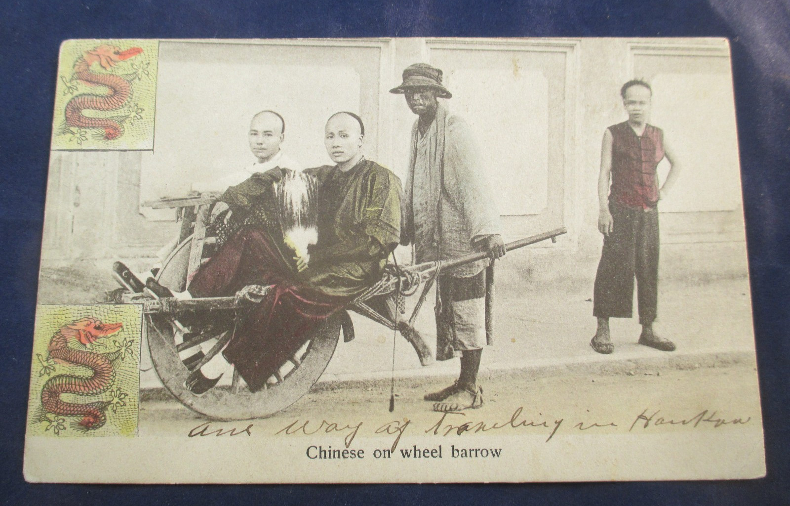 CHINESE POSTCARD RPPC ” CHINESE WHEEL BARROW ” Transportation July 4th 1908
