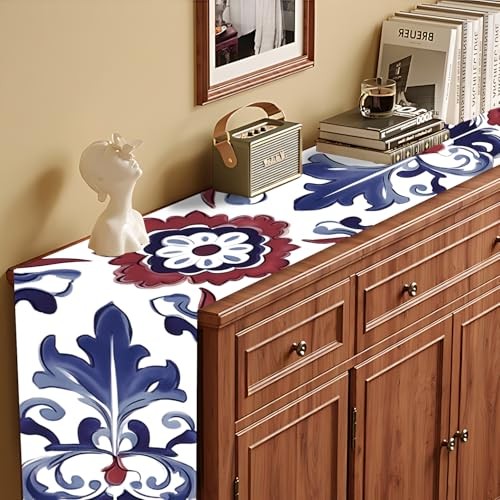 Blue White Vintage Table Runner and Placemats Set of 4, European set of 5 33