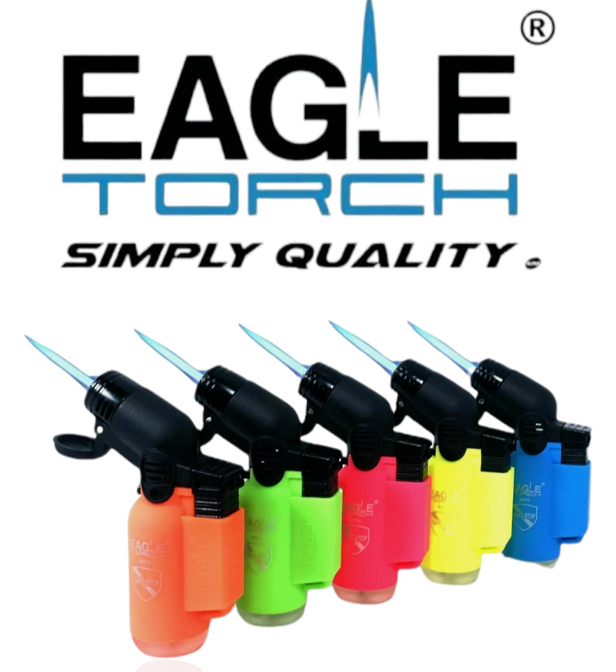 Eagle Torch 45 Degree Jet Flame Refillable Torch Lighter (Neon Colors) – 5 Pack
