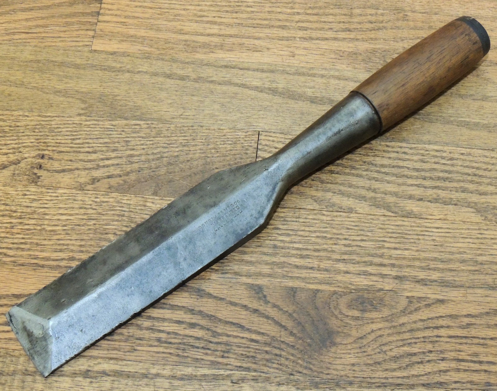 2” DOUGLASS Mfg. Co. WARRANTED BEVEL BACK CHISEL-TIMBER FRAMING-ANTIQUE HAND TO