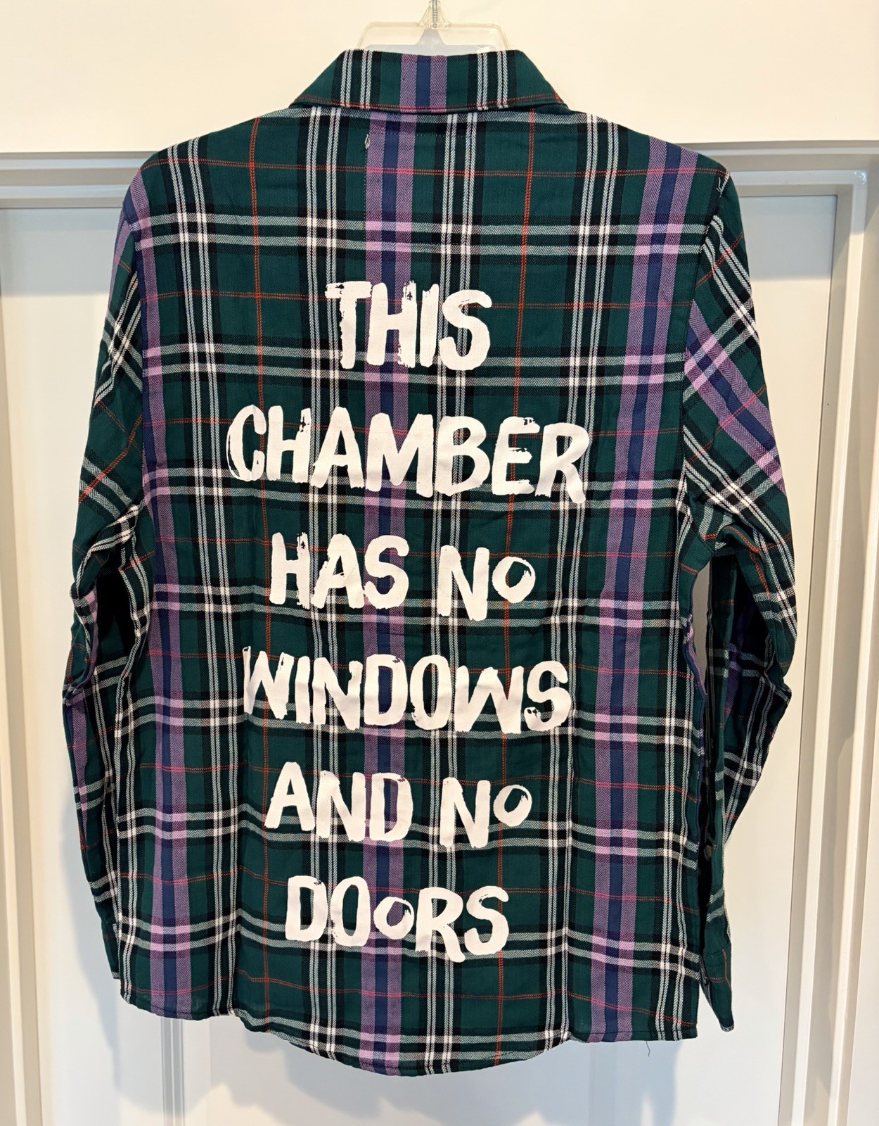 Cakeworthy Disney Haunted Mansion Plaid Flannel Button Up Shirt Adult Small NWT
