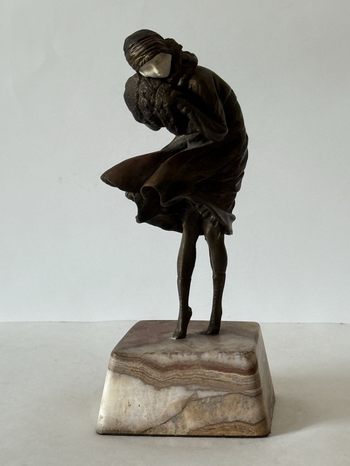 DEMETRE CHIPARUS FRENCH ANTIQUE BRONZE SCULPTURE ETLING PARIS ART DECO SQUALL 25