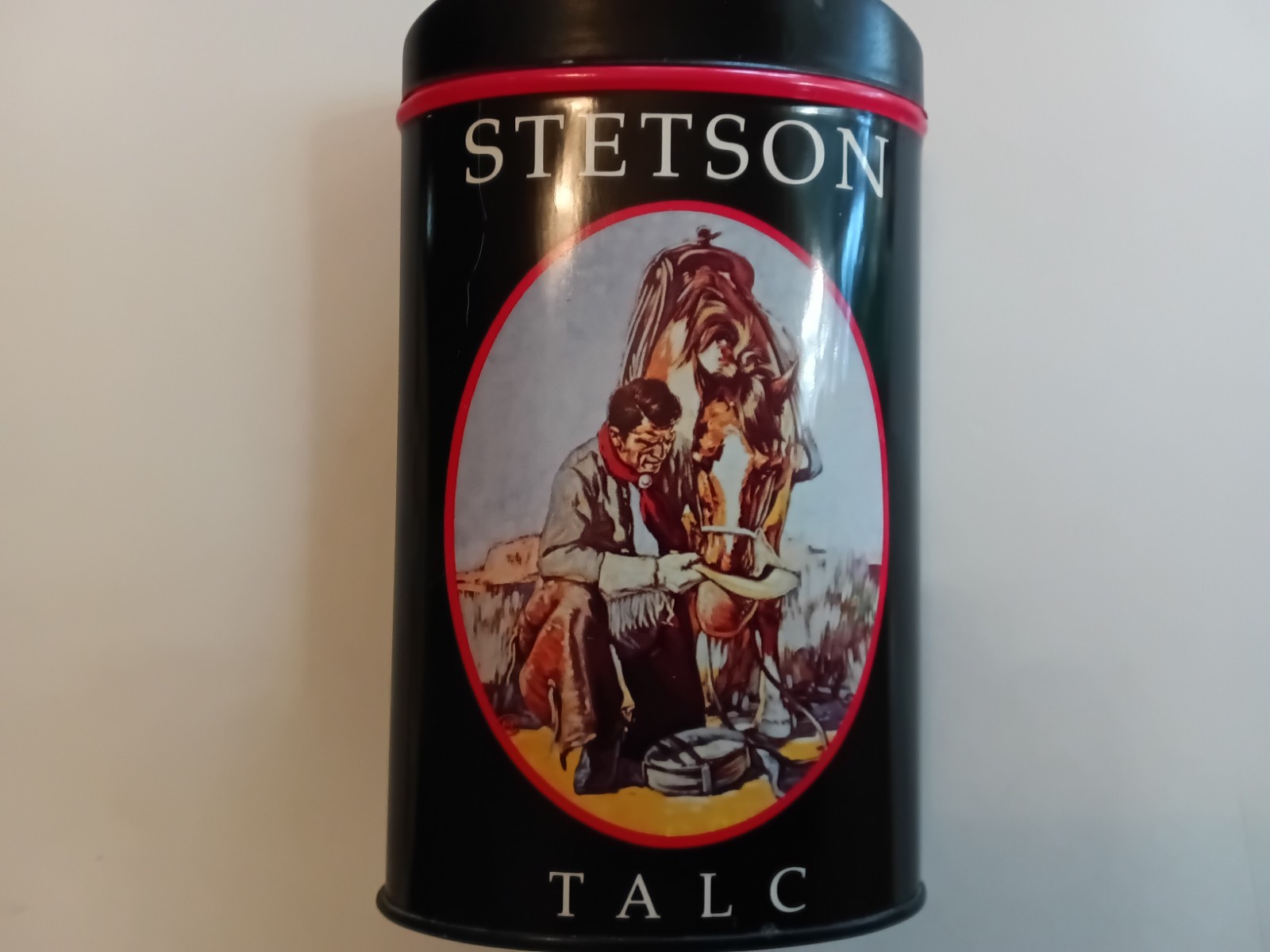 Vintage Stetson Talc Powder Cowboy & Horse Tin Coty 2.5 oz. Men Fragrance