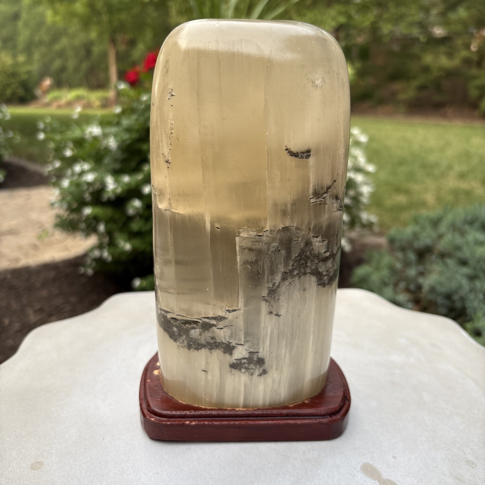 Vintage Chinese Scholar Stone Landscape Carving Guohua Dendritic Limestone 7”