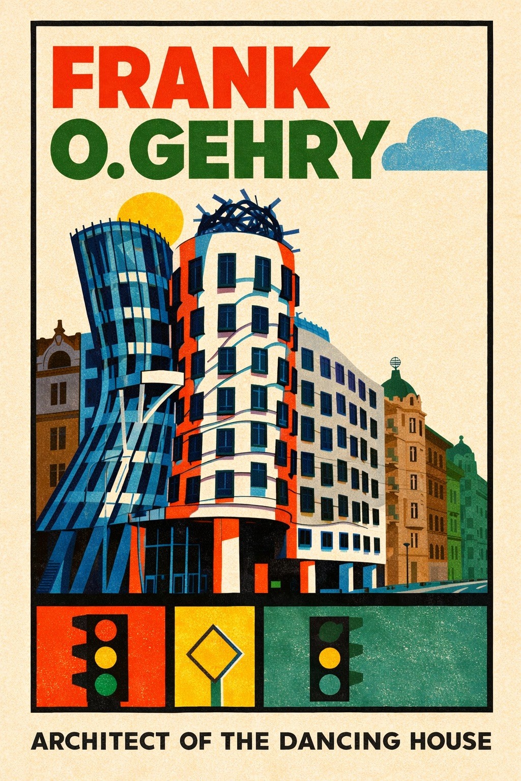 Frank Gehry Dancing House Poster – Retro Decor 🏙️ 24×36” – Premium Matte Paper