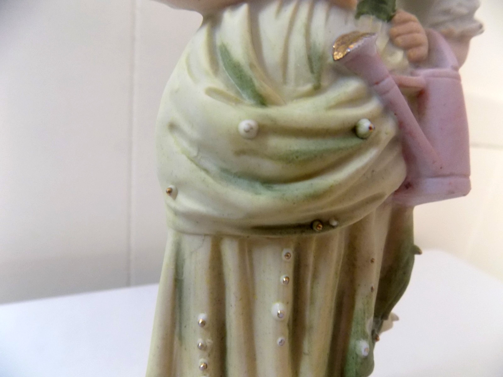 Antique 1890-1910 German Bisque 9″ Victorian Edwardian “Gardener Girl” Figure