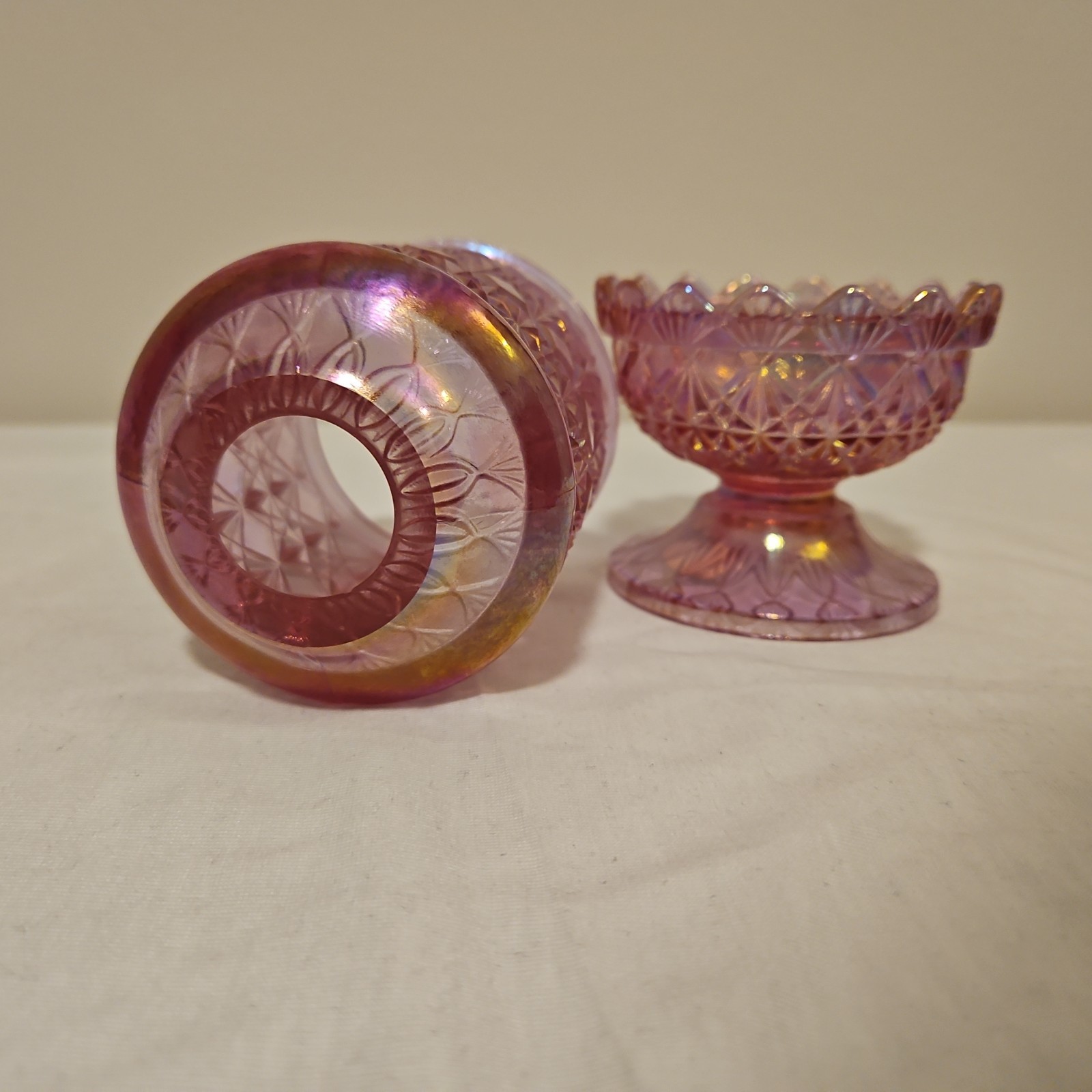 Pink Fenton Opalecent Fairy Lamp. MNT