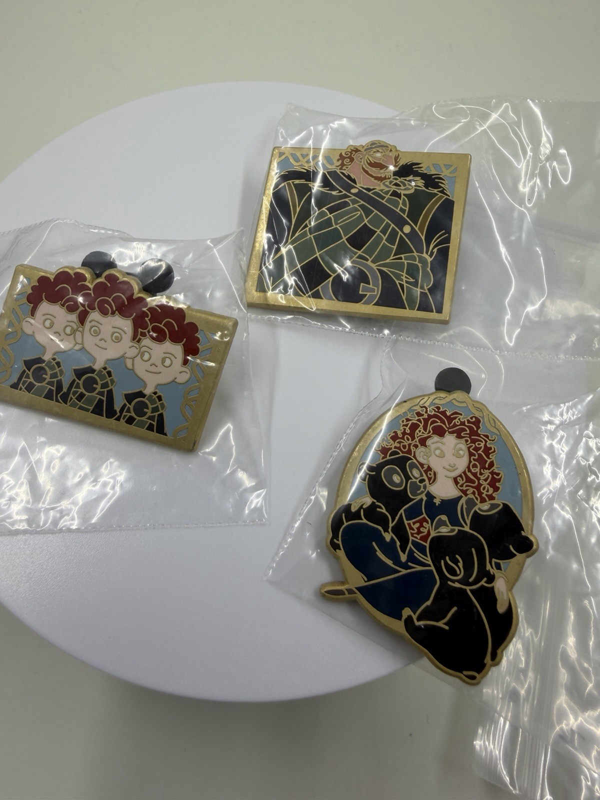 Lot Of 3 Triplet Boys Brave Booster Pixar Brothers & Merida With Bears & Father