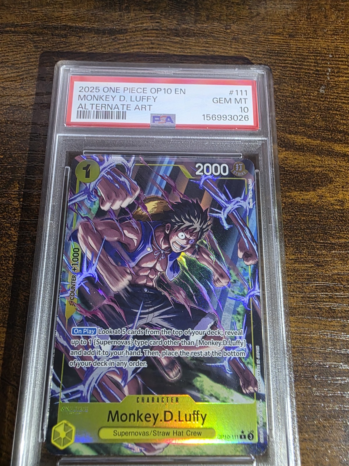 2025 ONE PIECE OP10-ROYAL BLOOD ALTERNATE ART #111 MONKEY D. LUFFY PSA 10