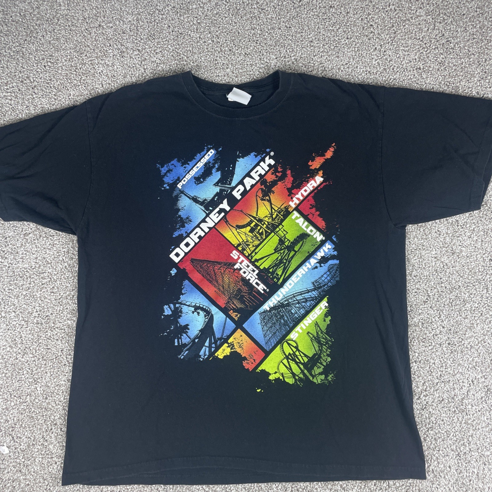 Cedar Fair Dorney Park Rollercoasters Shirt Hydra Talon Possessed Steel Force XL