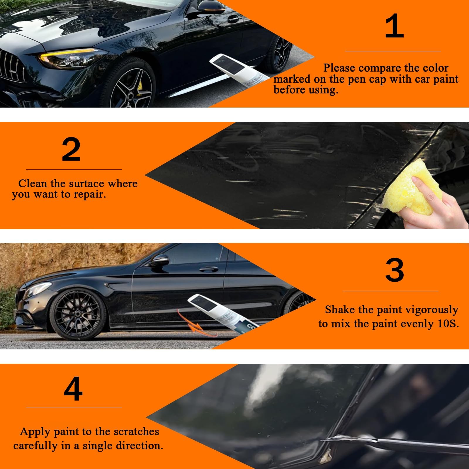 Touch Up Paint Kit For Mercedes 197 9197 Obsidian Black Metallic OEM Finish