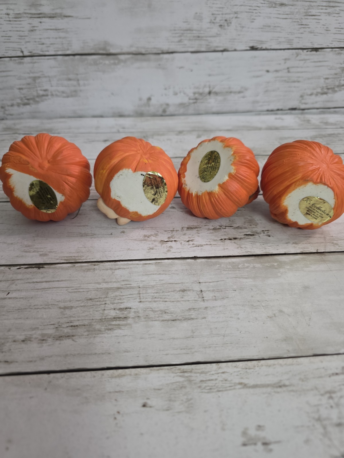 K’s Collection 4 Ceramic Fall Thanksgiving Babies In Pumpkins Figures Autumn Vtg