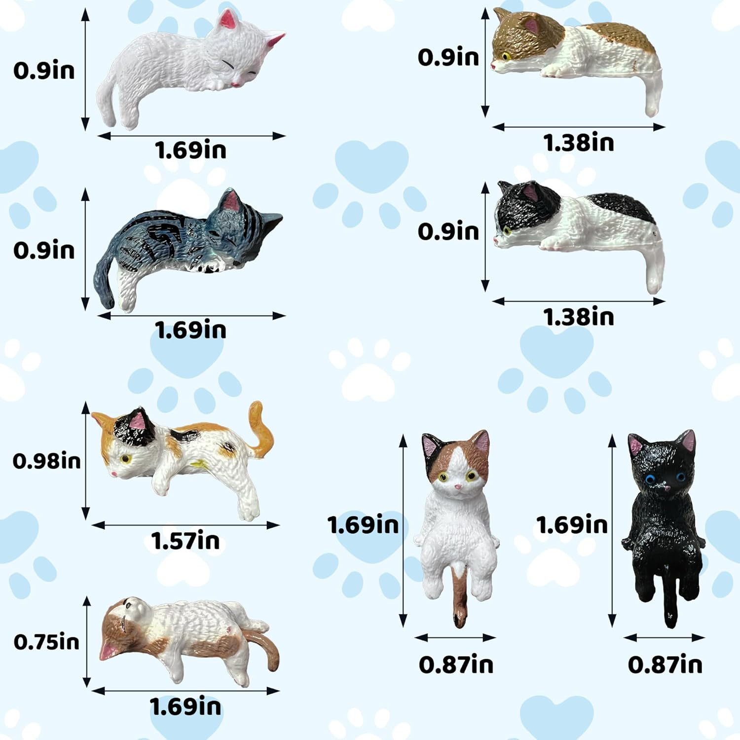8 Pcs Mini Cat Figurines,Tiny Desk Cats for Computer Monitor, Shelves,Car Das…