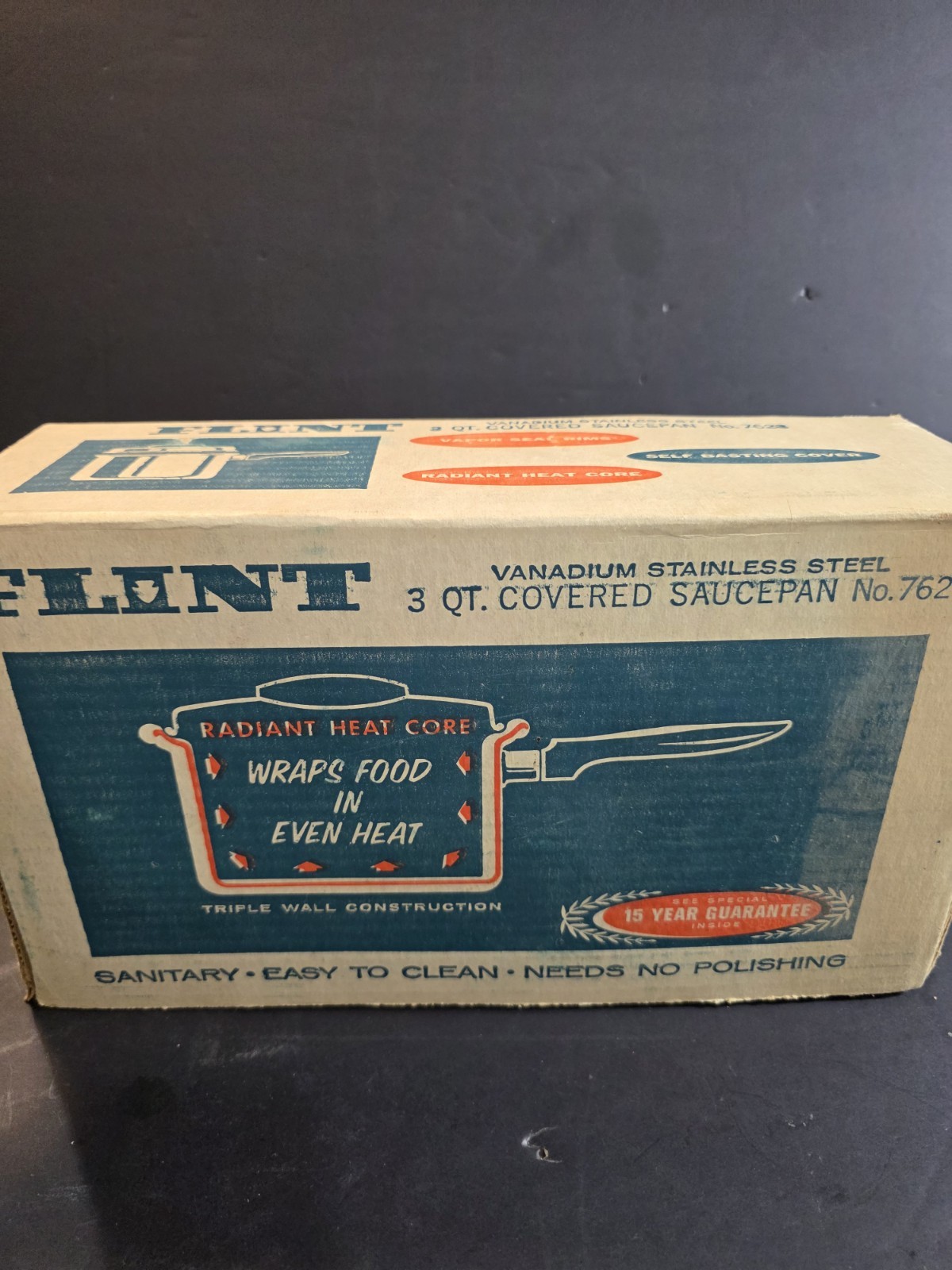Vintage NOS EKCO Flint 3 Qt Saucepan Stainless Steel Pot Box 7623 USA – 2 Avail