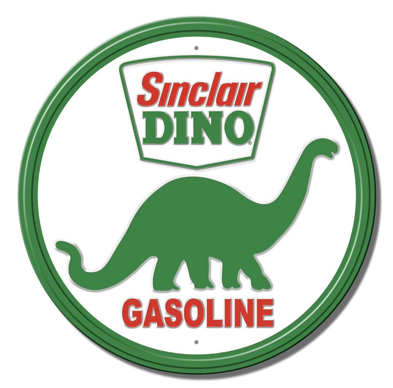 Sinclair Dino Gasoline Round EMBOSSED Sign wall decor 11.75 ” inch Made in USA