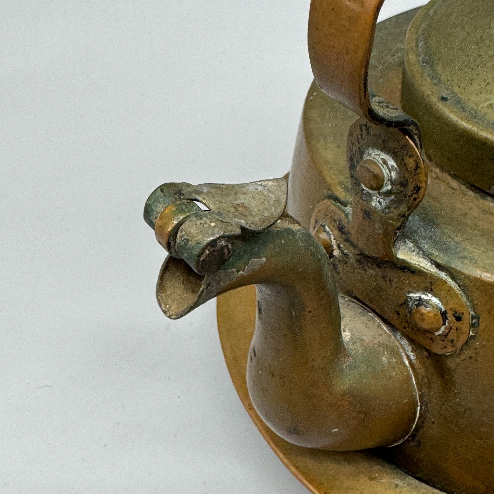 Antique Peltiteos Helsinki Copper Goose Neck Tea Kettle Pot Pigtail Finial