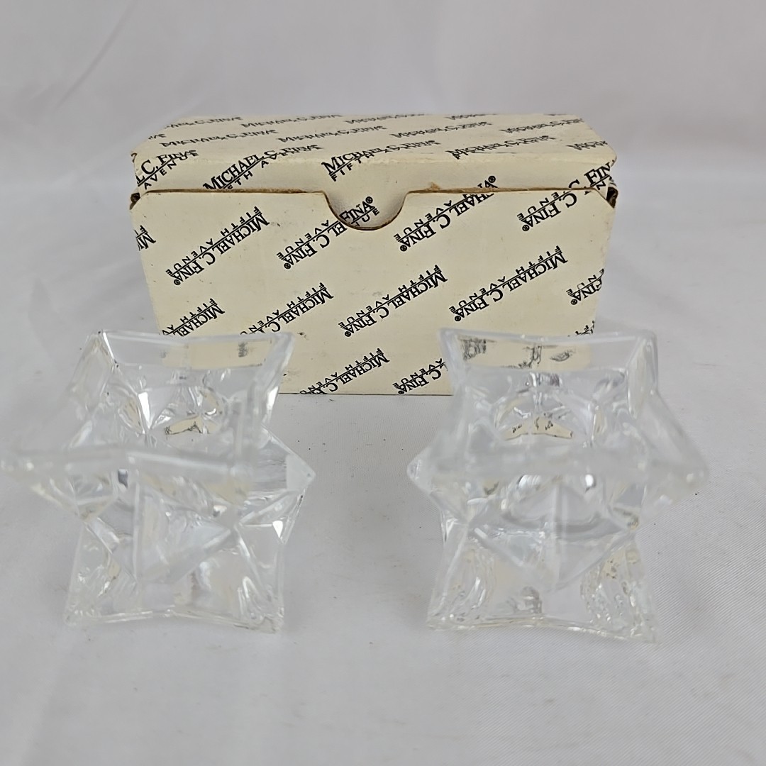 Micheal C. Fina Fifth Avenue 24% Lead Crystal Candle Stick Holders