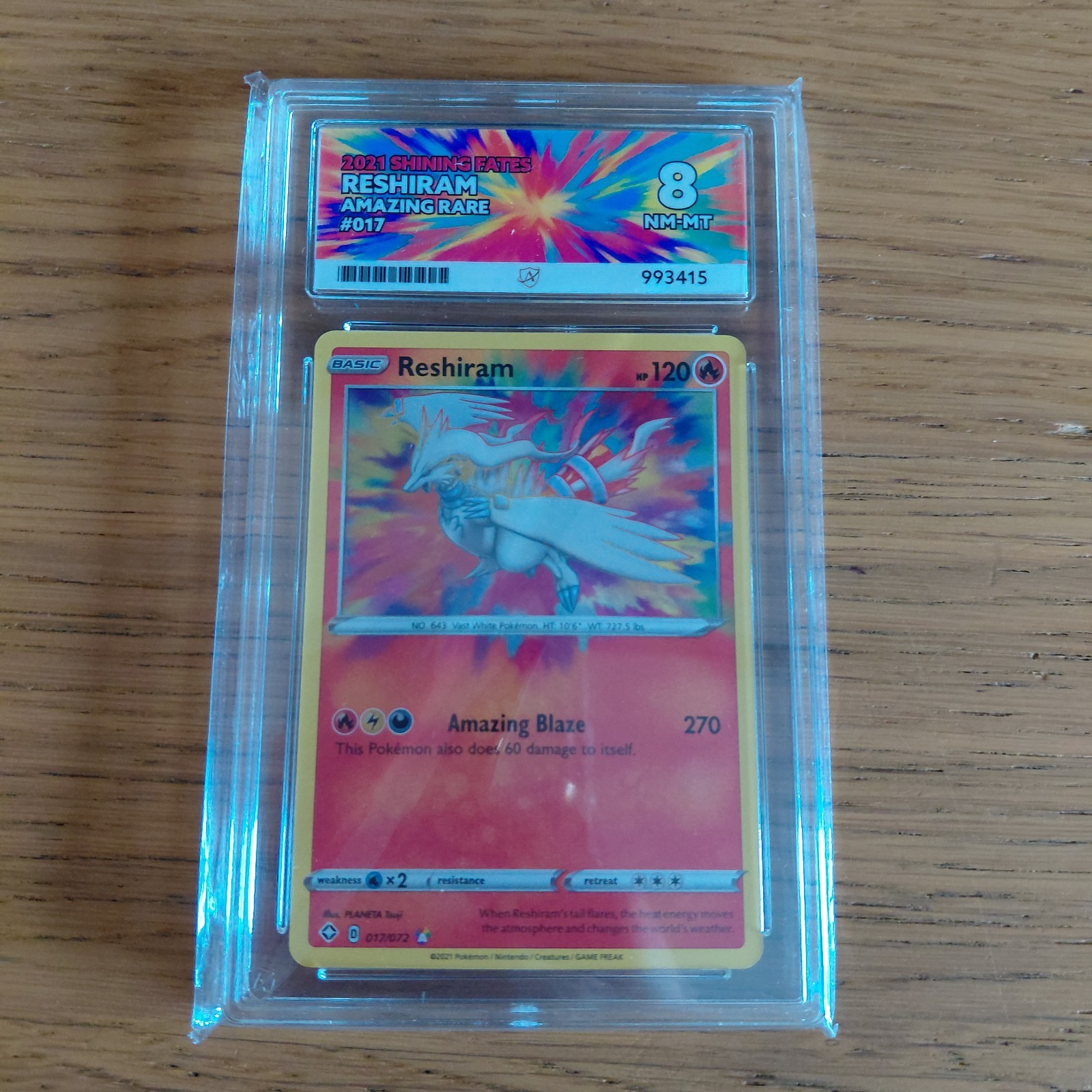 Pokemon – Shining Fates – Reshiram (017/072) – Amazing Rare – Ace Grading 8