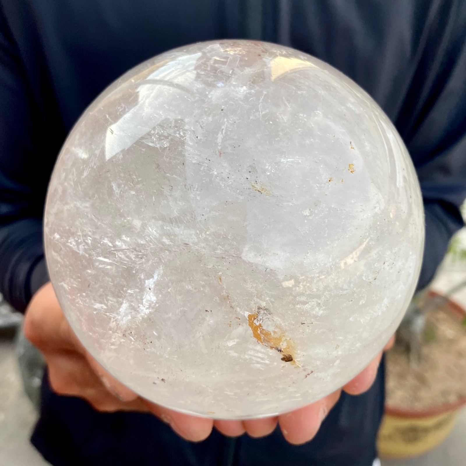 4.6LB Natural White Crystal Clear Quartz Crystal Sphere Ball Healing Meditation