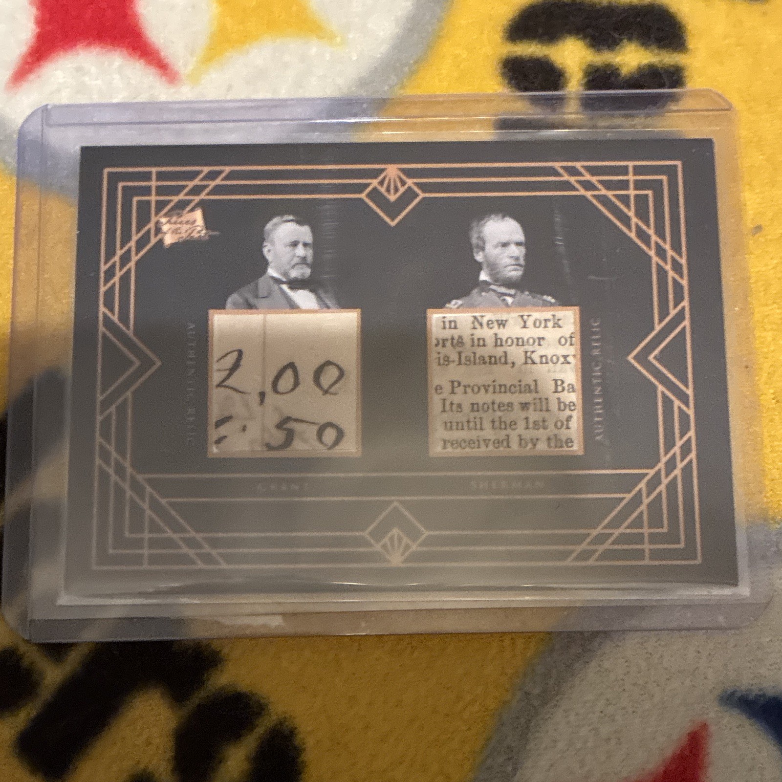 Famous Fabrics Relic Insert Card #74 Ulysses S. Grant & William T. Sherman