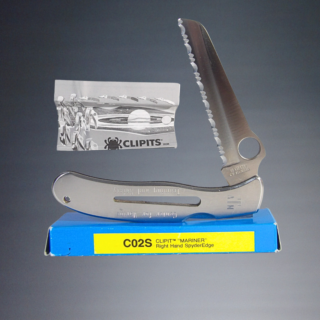 SPYDERCO CLIPIT “MARINER” RIGHT HAND SPYDEREDGE MARINE FOLDING KNIFE C02S+BOX