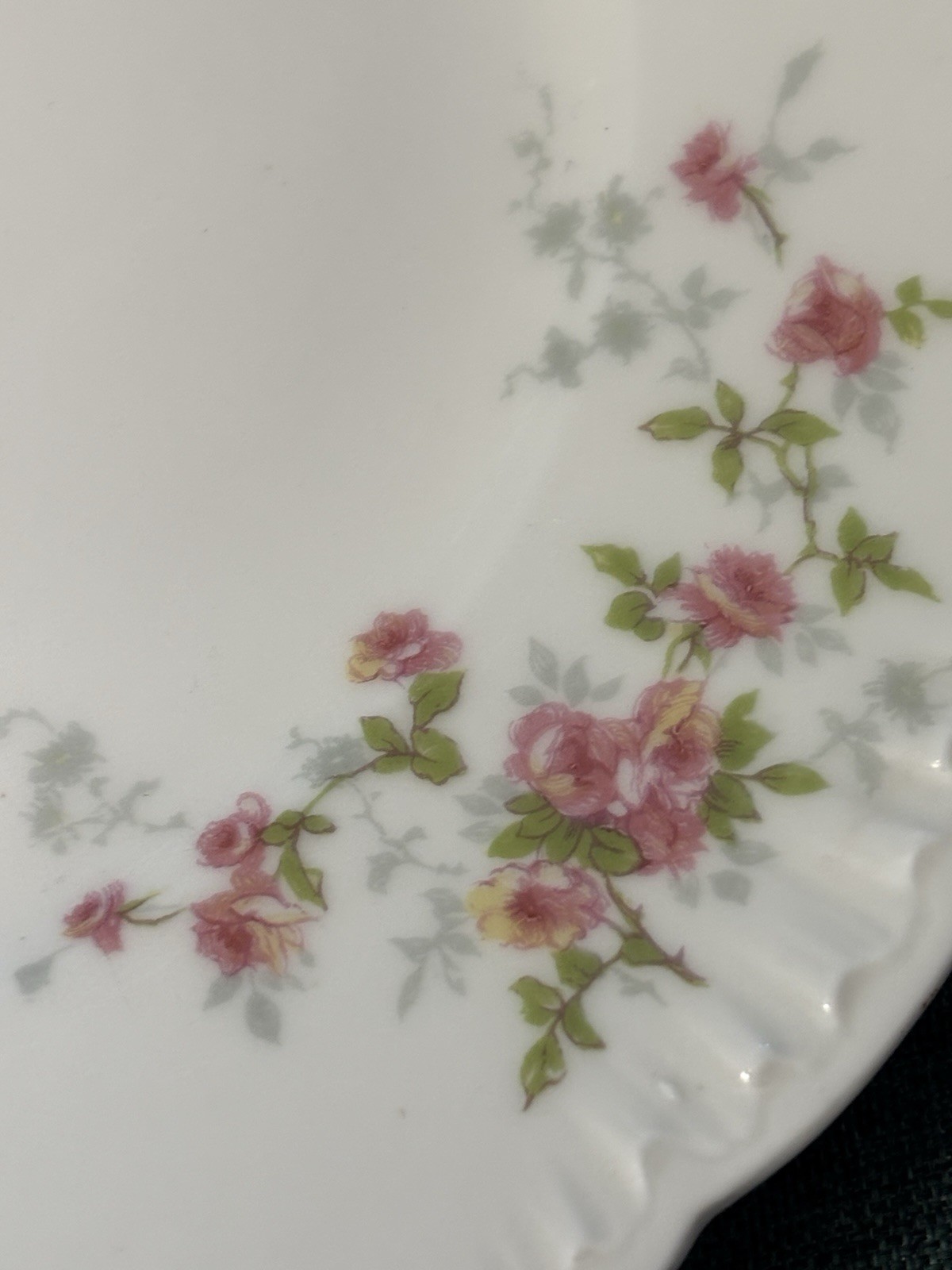 2 Theodore Haviland Limoges 9.25″ Plates Pink Floral Scalloped Edge Antique