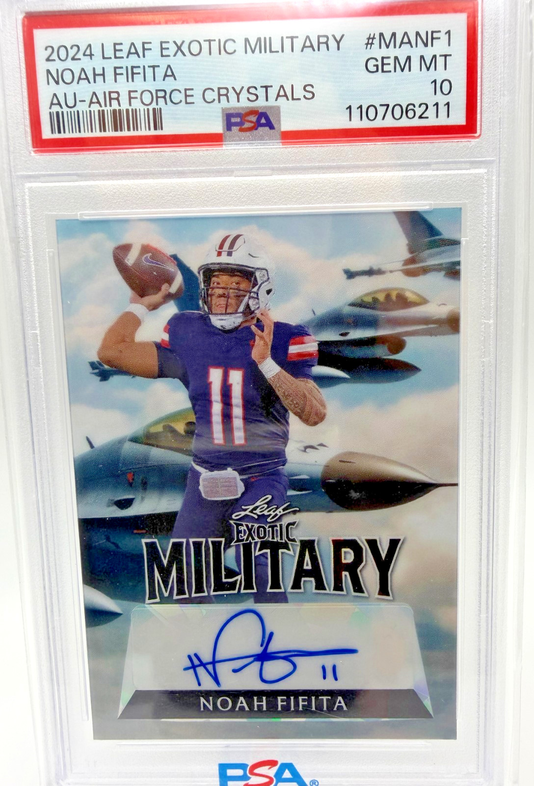 Noah Fifita 2024 Leaf Exotic Military Auto Air Force Crystals /3 PSA 10