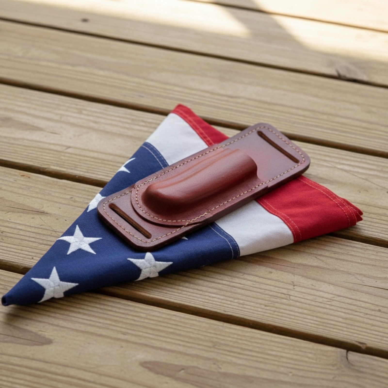 Custom Leather Horizontal Sheath for Buck 110 Folding Hunter Knife Brown EDC