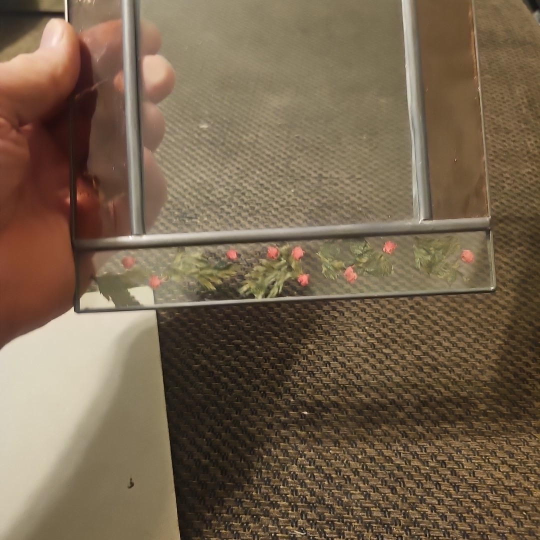 Vtg Leaded GlassFrame 7.5×9.5 Pressed Dried Flowers 5X7 PhotoStained Glass Sides