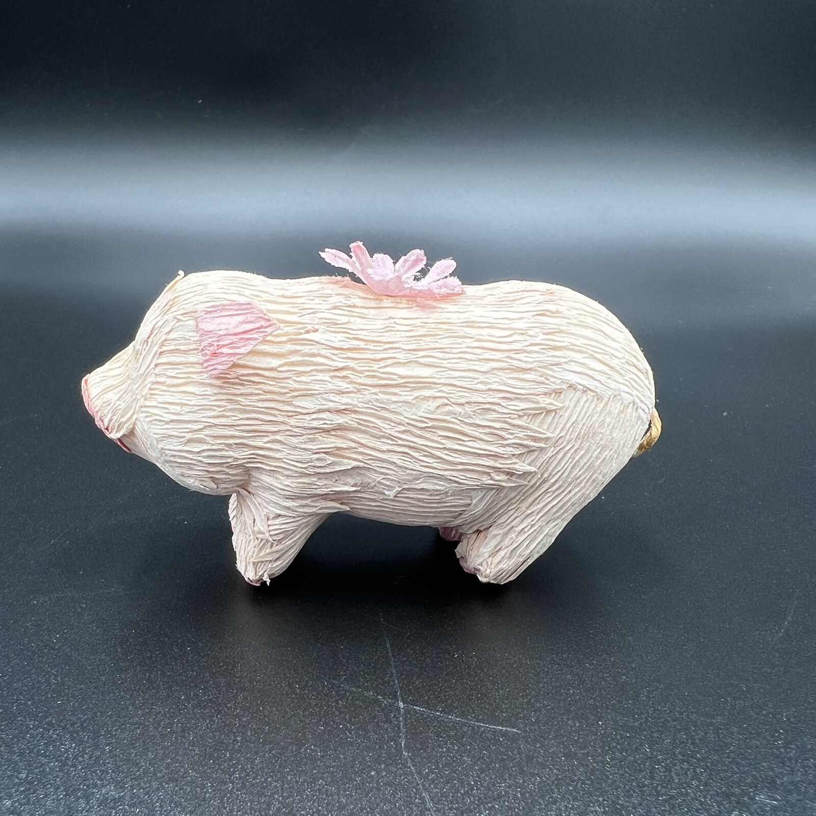 Paper Papier Mache Pig Piglet Sculpture Figurine Adorable Hand Made Vintage