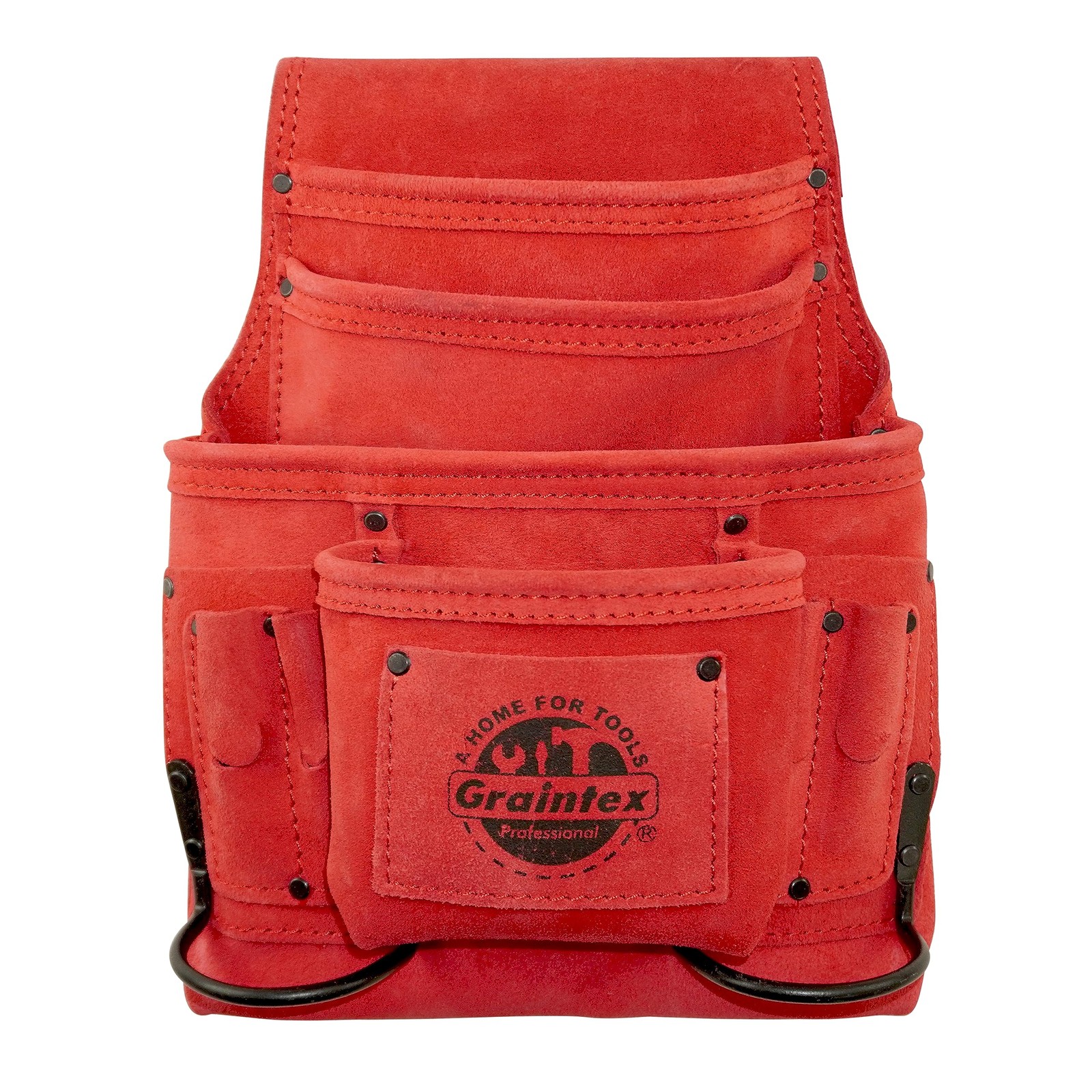 Graintex SS2615 10 Pocket Red Suede Leather Nail & Tool Pouch for Handymen