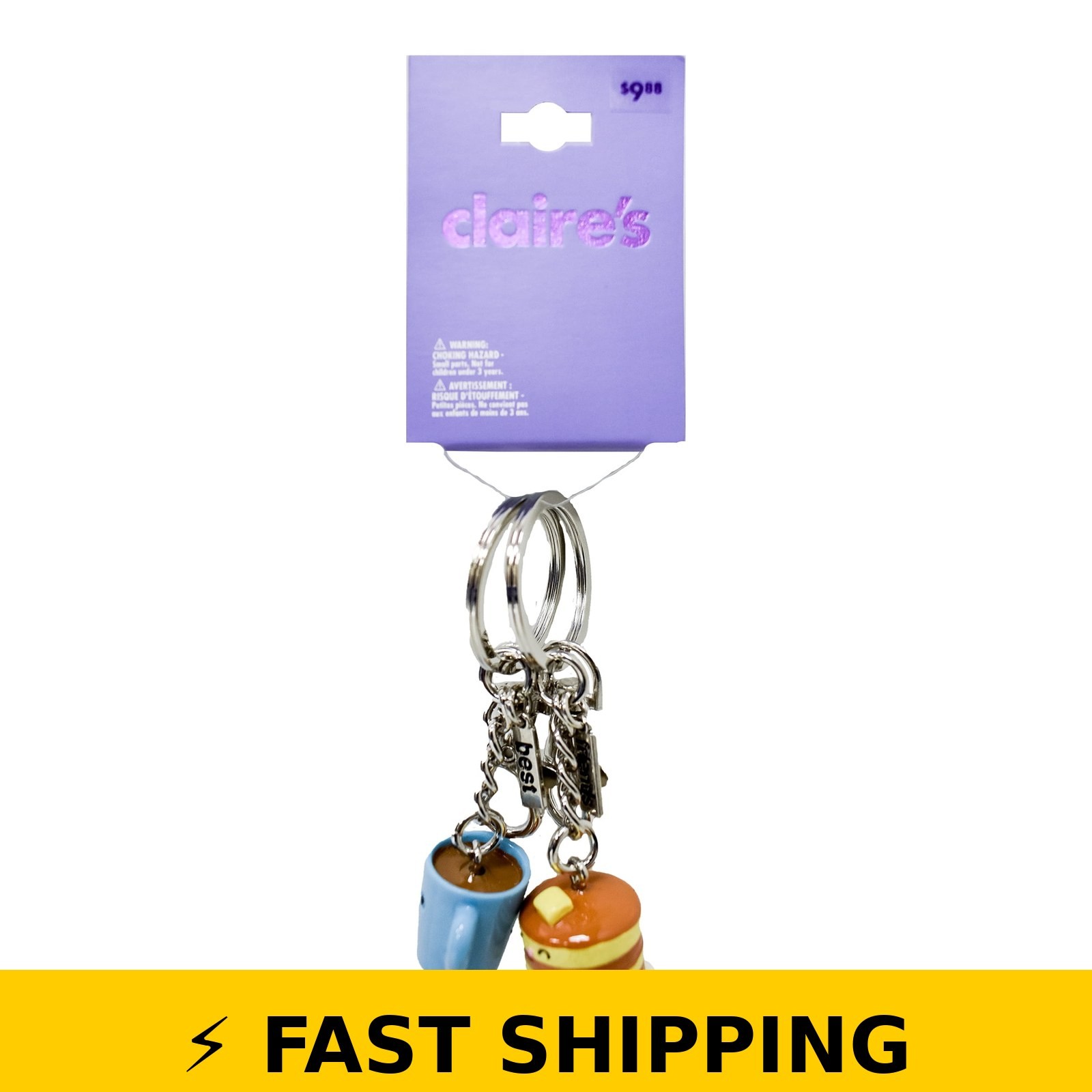 Claire’s Best Friends Keychains Set – Pancakes & Coffee Charms