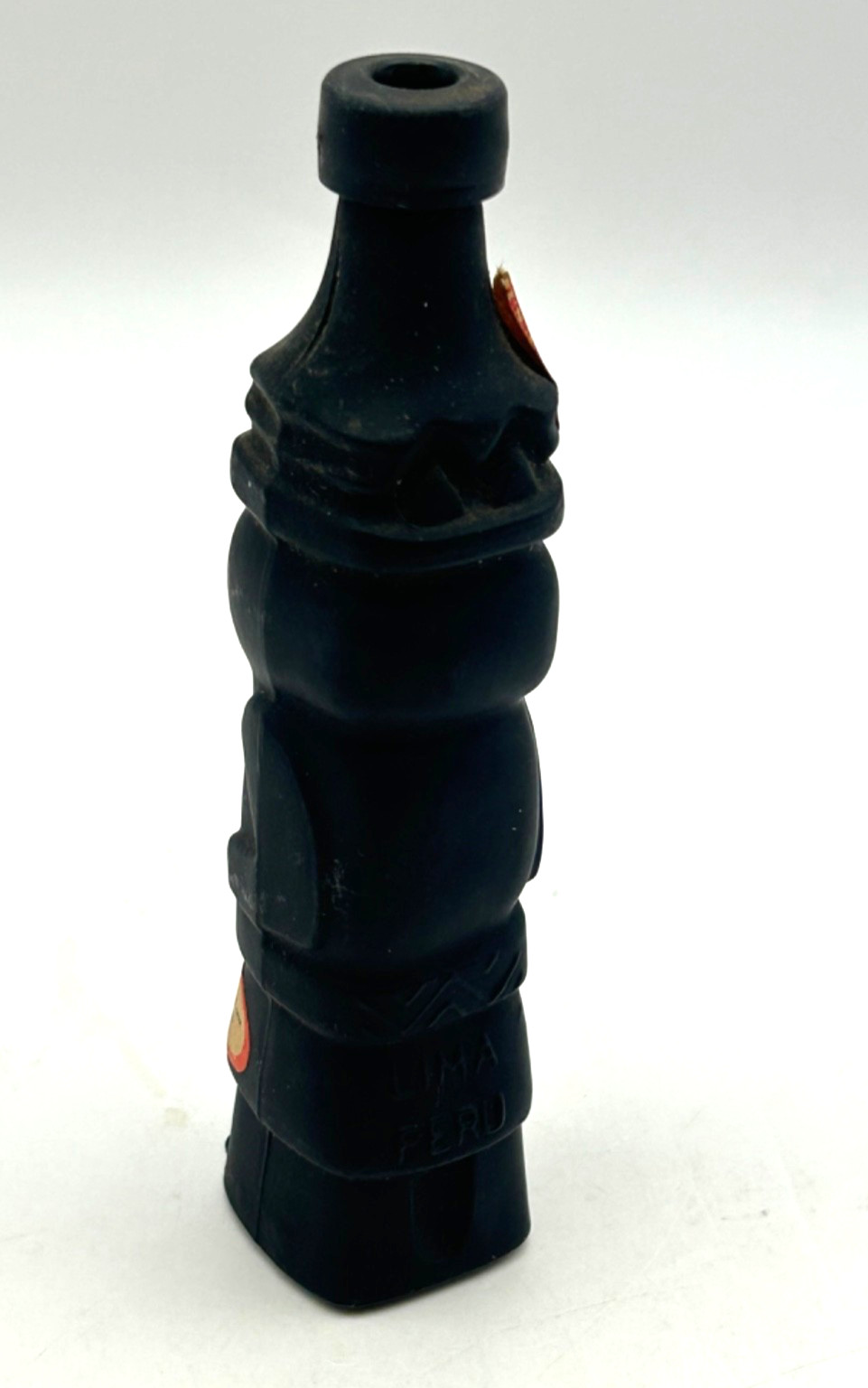 Vintage Inca Pisco “Inca Pico” Figural Mini Liquor Bottle Matte Black Peru Empty