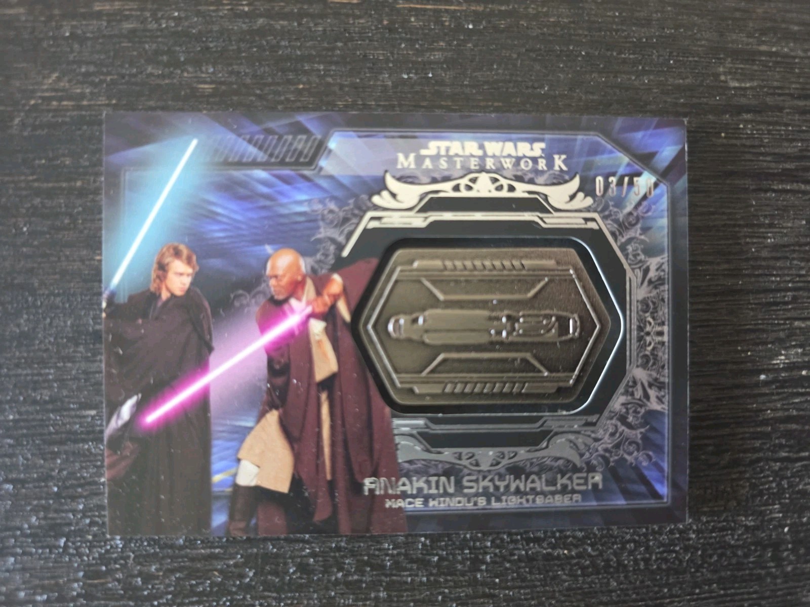 Topps Star Wars Masterwork Relic Anakin Skywalker: Mace Windu’s Lightsaber 03/50