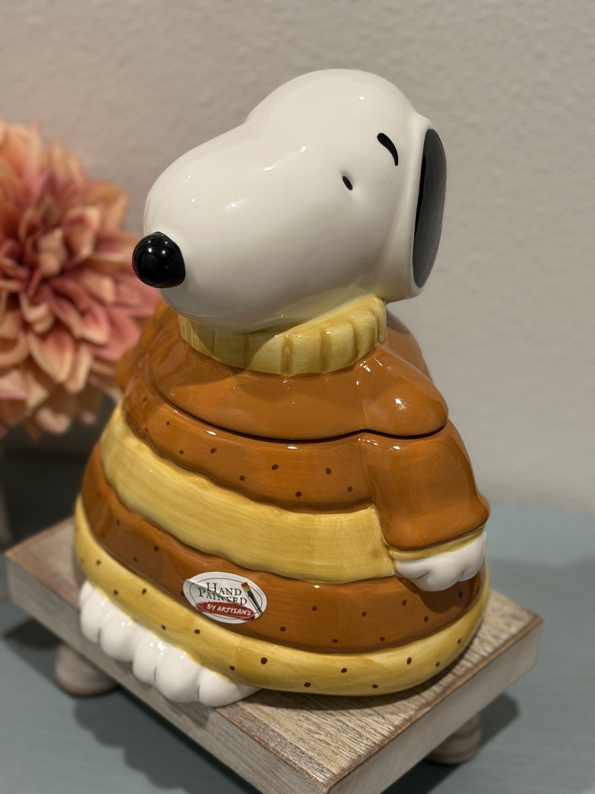 Peanuts New 2026 Zrike Brand Fall Snoopy Cozy Sweater Cookie Jar, 10” Tall