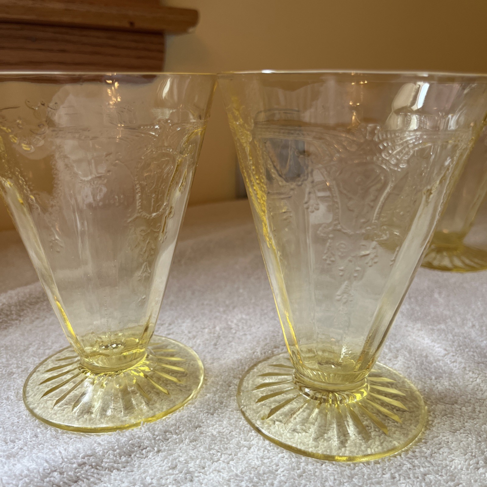 2. Anchor Hocking CAMEO BALLERINA •Dancing Girl Footed Yellow Tumblers 4.75”