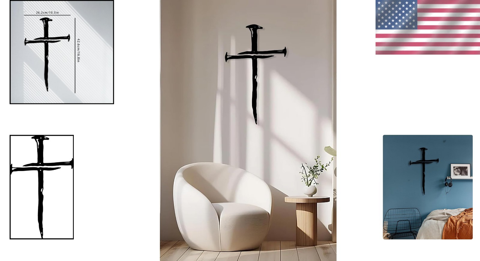 Charming Rustic Jesus Cross Wall Art – Perfect Gift for Christians 16.8″ x 10.3″