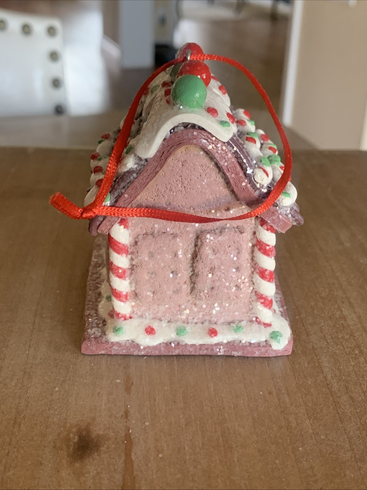 Kurt Adler Cookie Candy Cane Gingerbread House Christmas Ornaments Set of 4