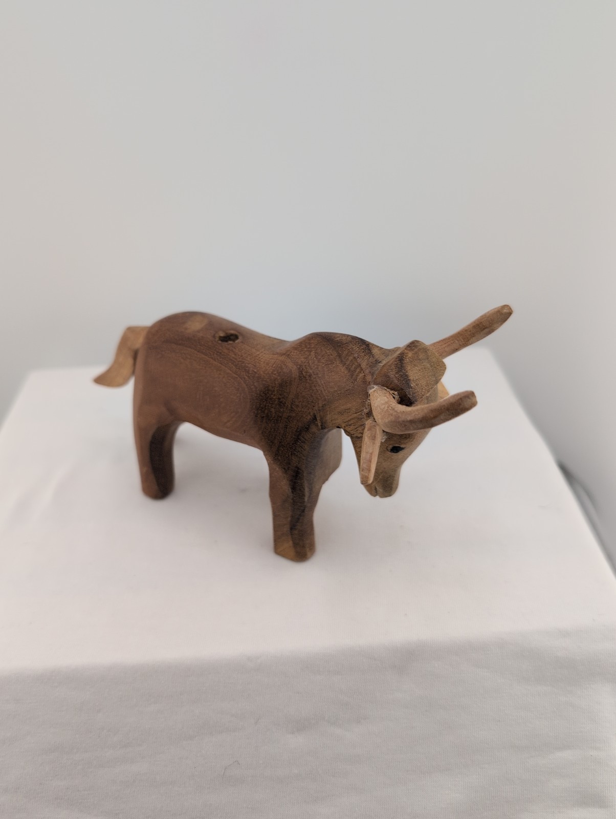Carved Wooden Horned African Cattle Ox Oxen Cow Bull Animal Figurine